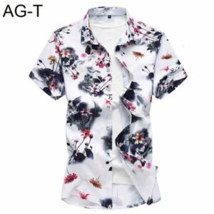 m-7xl new fashion summer mens flower shirt short sleeve floral plus size casual slim fit shirts