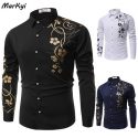 markyi men’s shirt breathable caual print floral long sleeve shirt hawaiian mens shirts blouse