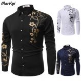 markyi men’s shirt breathable caual print floral long sleeve shirt hawaiian mens shirts blouse