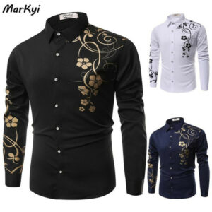 markyi men's shirt breathable caual print floral long sleeve shirt hawaiian mens shirts blouse