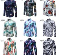 men clothes 2018 men’s shirt fashion slim button long sleeve floral shirt men’s print
