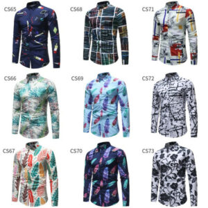 men clothes 2018 men's shirt fashion slim button long sleeve floral shirt men's print