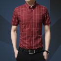 men dress shirt short sleeve plaid shirts 2016 camisa masculina fashion cotton men shirt slim fit plus size