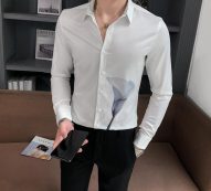men dress shirts fashion 2021 long sleeve casual white shirts for men clothing all match slim fit club prom tuxedo 3xl