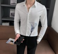 men dress shirts fashion 2021 long sleeve casual white shirts for men clothing all match slim fit club prom tuxedo 3xl