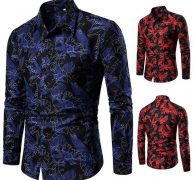 men fashion shirt men 2020 spring new long sleeve shirt casual turn-down collar youth club style printed slim