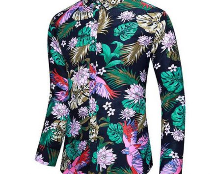 men floral shirt offers clothes long sleeve slim flower print casual dress shirts 2020 mens camisa masculina blusas
