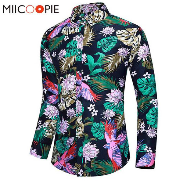 men floral shirt offers clothes long sleeve slim flower print casual dress shirts 2020 mens camisa masculina blusas