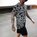 men hawaiian shirt beach flower party summer holiday fancy short sleeve tee