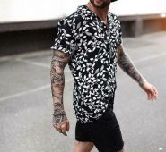 men hawaiian shirt beach flower party summer holiday fancy short sleeve tee