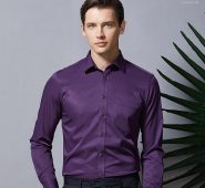 men long sleeved shirt slim fit style design solid color business casual dress shirt male social brand men clothing 2019 fashion1