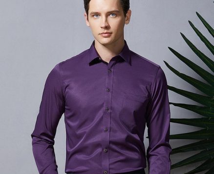 men long sleeved shirt slim fit style design solid color business casual dress shirt male social brand men clothing 2019 fashion1