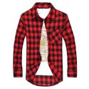 men plaid shirt 2020 korean classic checkered long sleeve casual shirts camisa masculina slim fit men’s clothing red black