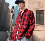 men plaid shirts man streetwear shirts male white red black plaid long sleeve shirt casual shirt korean style 2020 fashion