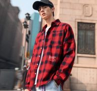 men plaid shirts man streetwear shirts male white red black plaid long sleeve shirt casual shirt korean style 2020 fashion
