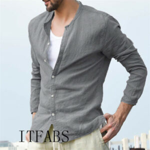 men shirts europe size new arrivals slim linen fit male shirt solid long sleeve british style cotton men's shirt