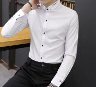 men solid shirts business slim fit formal dress shirt 2021 spring long sleeve camisas para hombre male m-6xl