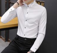 men solid shirts business slim fit formal dress shirt 2021 spring long sleeve camisas para hombre male m-6xl