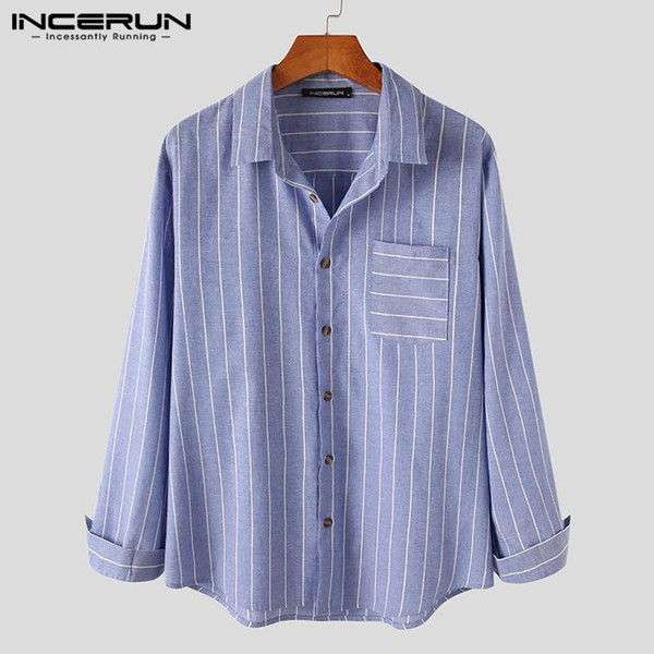 men striped shirt brand cotton lapel leisure blouse harajuku 2021 long sleeve button streetwear casual shirts camisa masculina