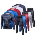 men t shirts trousers set 2 piece men’s sportswear compression suit joggers fitness base layer shirt leggings rashguard clothes