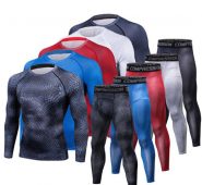 men t shirts trousers set 2 piece men’s sportswear compression suit joggers fitness base layer shirt leggings rashguard clothes