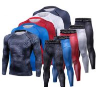 men t shirts trousers set 2 piece men’s sportswear compression suit joggers fitness base layer shirt leggings rashguard clothes