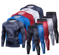 men t shirts trousers set 2 piece men’s sportswear compression suit joggers fitness base layer shirt leggings rashguard clothes