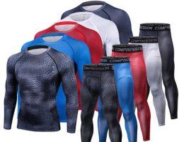 men t shirts trousers set 2 piece men’s sportswear compression suit joggers fitness base layer shirt leggings rashguard clothes