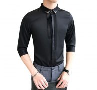 men tuxedo shirts wedding 3/4 sleeve dress shirts 5xl 4xl plus streetwear design gentleman shirt white red black big size xxxxxl