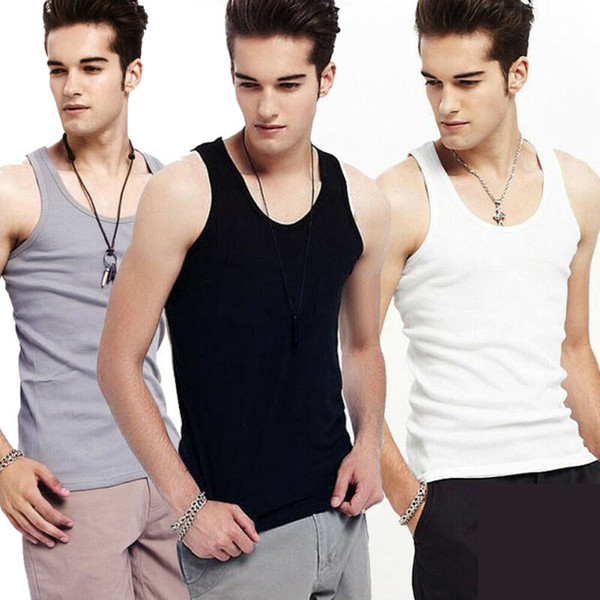 men vest shirts summer crew neck sleeveless casual gym sports slim fit vest tank solid color t-shirt plus size l-3xl