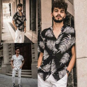 mens beach shirt tropical summer short sleeve shirt men brand clothing casual loose cotton button down shirts plus size