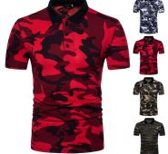 mens camo shirt short sleeve casual sports slim fit t-shirt muscle tee 2019 camouflage men fashion t-shirt turn down collar