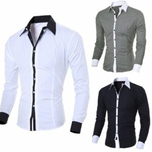 men's casual shirts blouses fashion casual male personality thin shirt with long sleeves black a man's