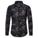 men’s casual shirts fashion leisure slim flower long sleeve men’s fattening oversize shirt 7aq2