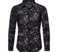 men’s casual shirts fashion leisure slim flower long sleeve men’s fattening oversize shirt 7aq2