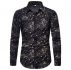 men’s casual shirts fashion leisure slim flower long sleeve men’s fattening oversize shirt 7aq2
