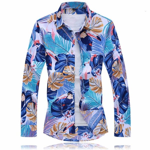 men's casual shirts fashion mens autumn long sleeve beach loose blouse personality youth w801 lsz4