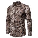 men’s casual shirts fashion trend long sleeve button shirt slim fit unique stylish snake skin pattern pre-fall clothes 3j2v