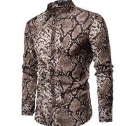 men’s casual shirts fashion trend long sleeve button shirt slim fit unique stylish snake skin pattern pre-fall clothes 3j2v