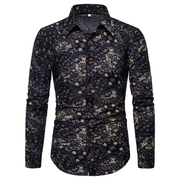 men's casual shirts shirt fashion leisure slim flower long sleeve men's fattening oversize 7vf9 0kmu