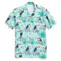 men’s casual shirts vogue men summer fashion lapel bird leaf print short sleeve hawaiian shirt blouse1 hw04