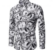 mens designer shirts fashion long sleeve lapel neck mens shirts casual males clothing all dollars print