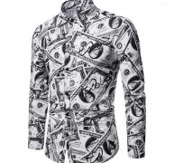 mens designer shirts fashion long sleeve lapel neck mens shirts casual males clothing all dollars print