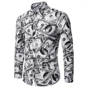 mens designer shirts fashion long sleeve lapel neck mens shirts casual males clothing all dollars print