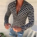 mens designer shirts fashon slim long sleeve single breasted shirt mens wave stripe printed shirts striped