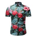 mens dress shirts flower short sleeve floral hawaiian shirt men’s clothing social blouse men slim summer