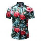 mens dress shirts flower short sleeve floral hawaiian shirt men’s clothing social blouse men slim summer