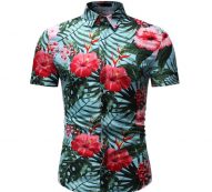 mens dress shirts flower short sleeve floral hawaiian shirt men’s clothing social blouse men slim summer