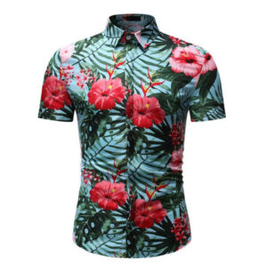 mens dress shirts flower short sleeve floral hawaiian shirt men's clothing social blouse men slim summer