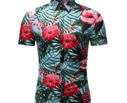 mens dress shirts flower short sleeve floral hawaiian shirt men’s clothing social blouse men slim summer